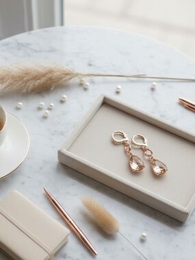 Givenchy Rose Gold Teardrop Crystal Drop Earrings